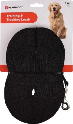 Flamingo Laisse D'Entrainement Et à Pister Ziggi Noir 1500cm 20mm