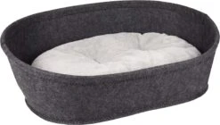 Flamingo Panier Xepp Feutre Oval Gris Foncé + Coussin Gris Clair 56x40x19cm