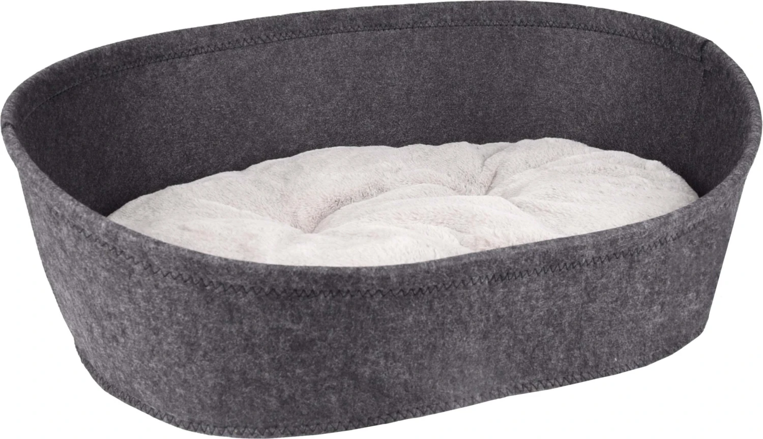 Flamingo Panier Xepp Feutre Oval Gris Foncé + Coussin Gris Clair 68x47x23cm 1 Flamingo Panier Xepp Feutre Oval Gris Foncé + Coussin Gris Clair 68x47x23cm